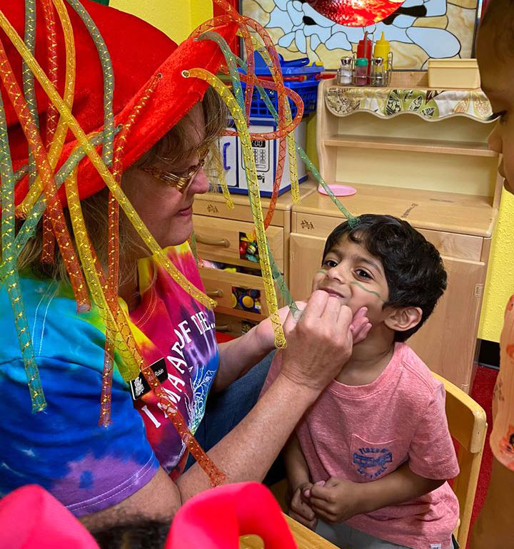 Boy getting face painted at Robin's Nest Learning Center in Carbondale, Illinois