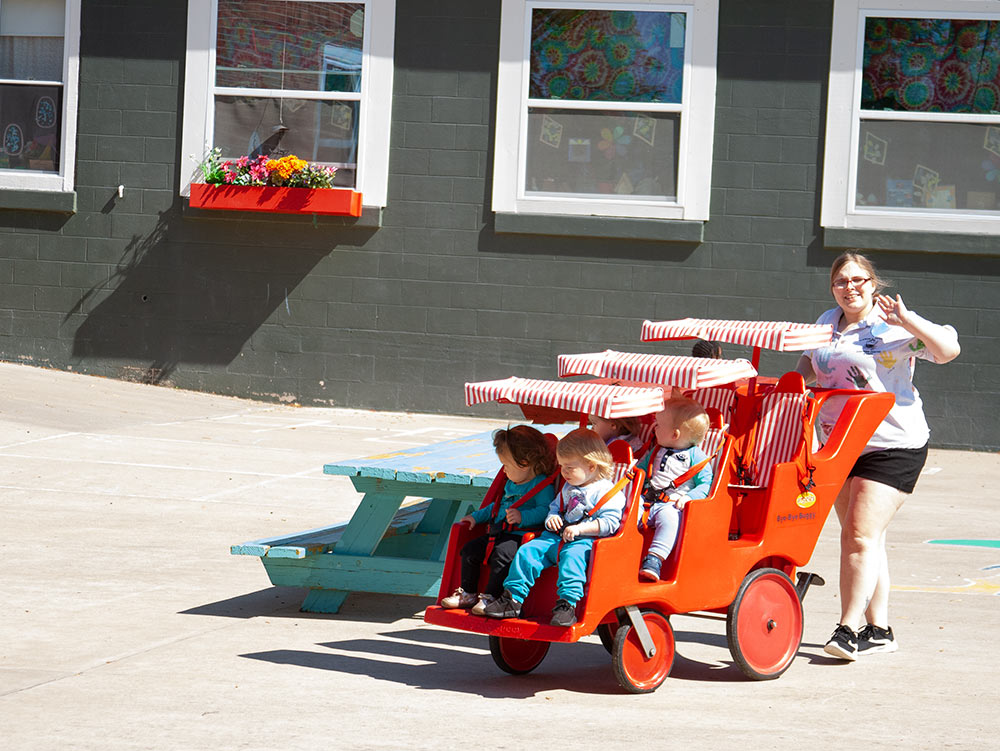 Infants on a stroll at Robin's Nest Learning Center in Carterville, Illinois